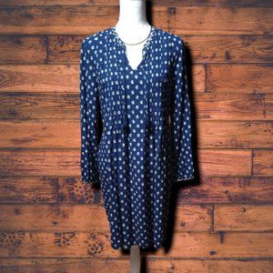 Navy Printed Old Navy Peasant Style Dress w/Long Sleeves